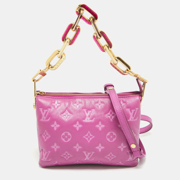 LOUIS VUITTON Orchid Monogram Embossed Puffy Leather Coussin BB Bag