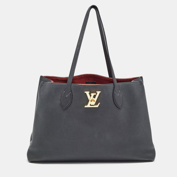 LOUIS VUITTON Black Leather Lockme Shopper Bag