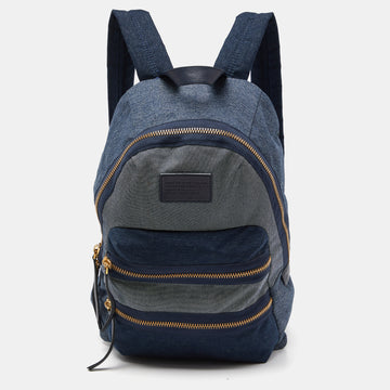 MARC BY MARC JACOBS Two Tone Blue Denim Double Zip Backpack