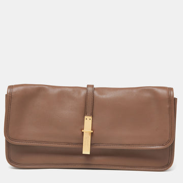 MARC BY MARC JACOBS Beige Leather Metal Flap Clutch