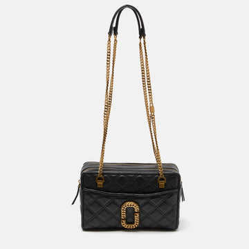 MARC JACOBS Black Quilted Leather The Status Chain Shoulder Bag
