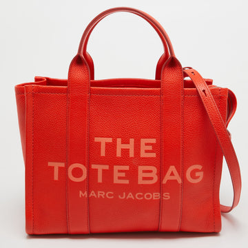 MARC JACOBS Orange Leather Medium The Tote Bag