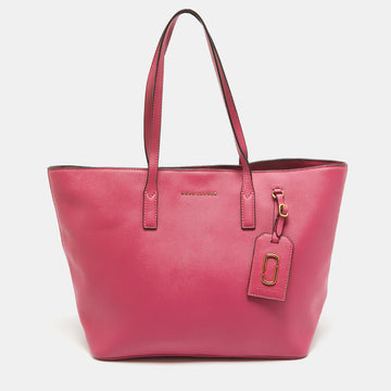 MARC JACOBS Pink Saffiano Leather Snap Tote