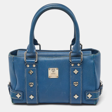MCM Blue Leather Tote