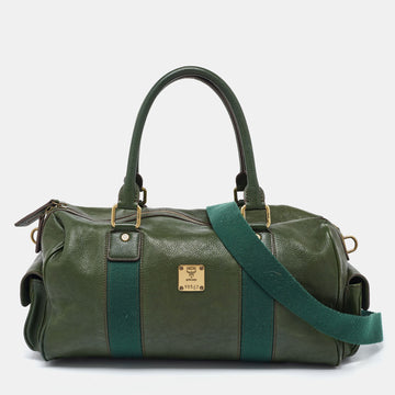 MCM Green Leather Double Pocket Bag