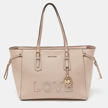 MICHAEL KORS Pink Leather Voyager Shopper Tote
