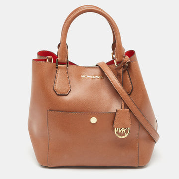 MICHAEL KORS Brown Saffiano Leather Greenwich Tote