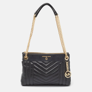 MICHAEL KORS Black Quilted Leather Susan Chain Bag