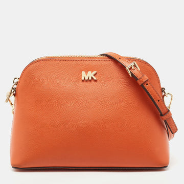 MICHAEL MICHAEL KORS Orange Leather Medium Logo Dome Crossbody Bag