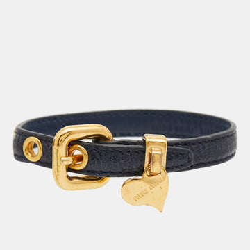 MIU MIU  St. Cocco Leather Gold Tone Bracelet