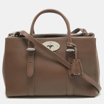 MULBERRY Taupe Leather Small Bayswater Double Zip Tote
