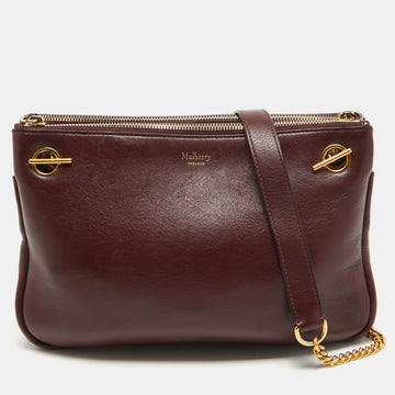 MULBERRY Burgundy Leather Winsley Shoulder Bag