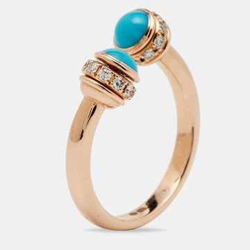 PIAGET Possession Turquoise Diamond 18k Rose Gold Ring Size 51