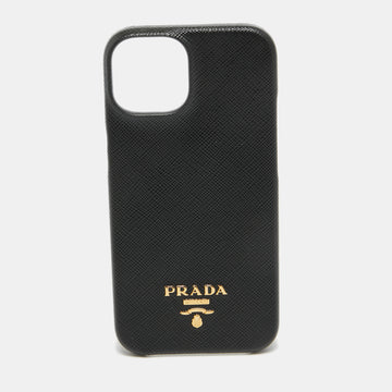 PRADA Black Saffiano Leather iPhone 14 Case
