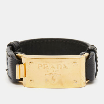 PRADA Leather Gold Tone Bracelet
