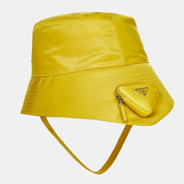 PRADA Yellow Re-Nylon Pouch Detail Bucket Hat L