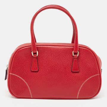 PRADA Red Leather Mini Bowler Bag