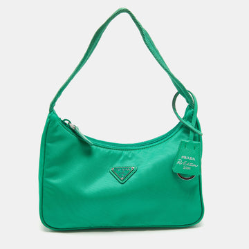 PRADA Green Nylon Mini Re-Edition 2000 Shoulder Bag