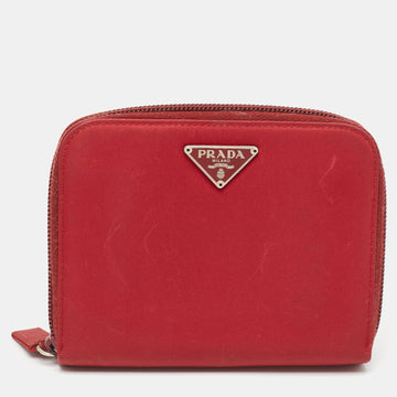 PRADA Red Nylon French Flap Wallet