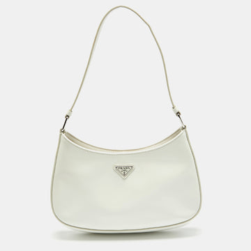 PRADA White Patent Leather Cleo Shoulder Bag