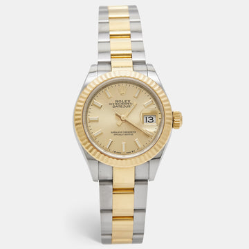 ROLEX Champagne 18K Yellow Gold Oystersteel Datejust M279173-0002 Women's Wristwatch 28 mm