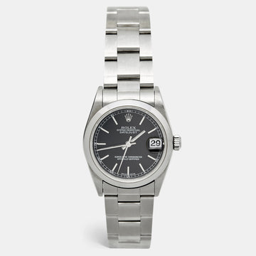 ROLEX Black Stainless Steel Datejust 78240 Women's Wristwatch 31 mm