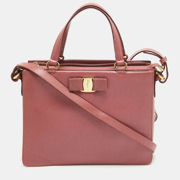 SALVATORE FERRAGAMO Dark Pink Leather Shoulder Bag