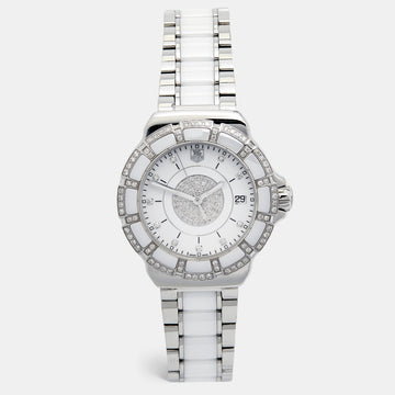 TAG HEUER White Diamond Stainless Steel Ceramic Formula 1 WAH121D.BA0861 Women's Wristwatch 37 mm