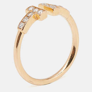 TIFFANY & CO. Twire Diamonds 18k Yellow Gold Ring Size 50