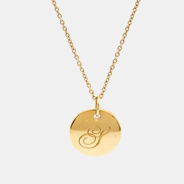 TIFFANY & CO. Letter S Round 18k Yellow Gold Necklace