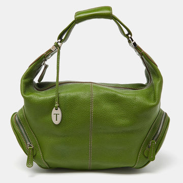 TOD'S Green Leather Charlotte Hobo