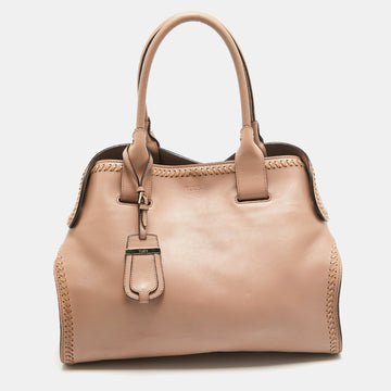 TOD'S Rose Poudre Leather Cape Tote