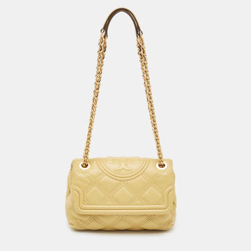 TORY BURCH Yellow Leather Fleming Shoulder Bag