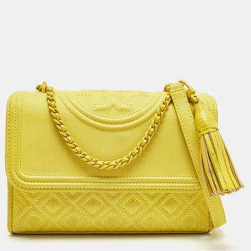 TORY BURCH Yellow Leather Small Flemming Bag