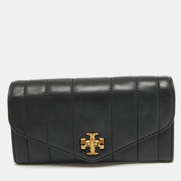 TORY BURCH Black Quilted Leather Kira Envelope Wallet