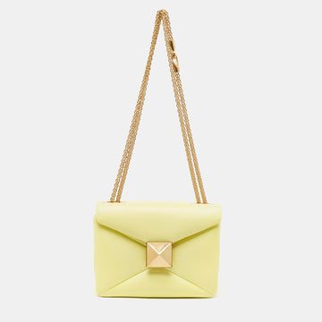 VALENTINO Yellow Leather One Stud Chain Bag