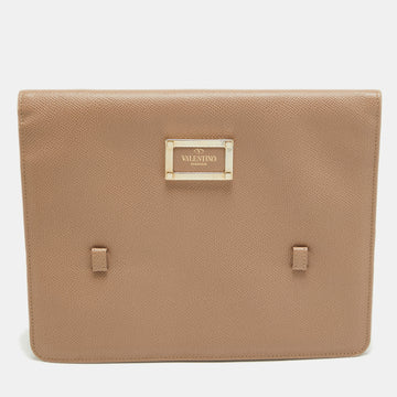 VALENTINO Beige Leather Flap iPad Cover