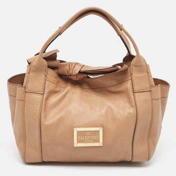 VALENTINO Brown Leather Bow Hobo