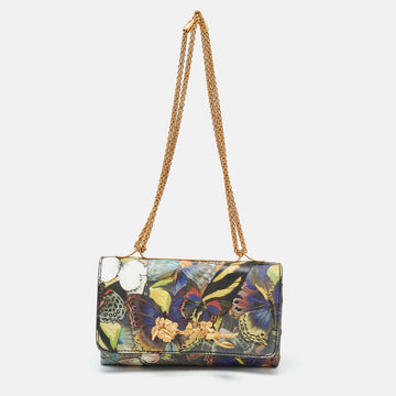 VALENTINO Multicolor Canvas and Leather Camubutterfly Va Va Voom Shoulder Bag