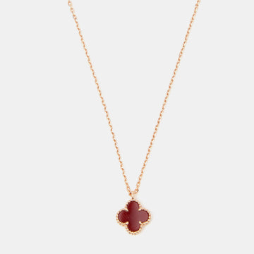 VAN CLEEF & ARPELS Sweet Alhambra Carnelian 18k Rose Gold Necklace
