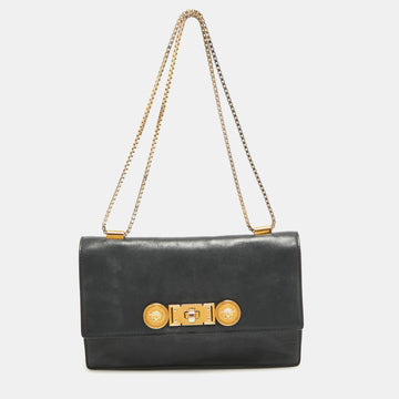 VERSACE Black Leather Icon Medusa Chain Bag