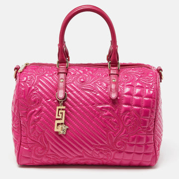 VERSACE Pink Patent Leather Boston Bag