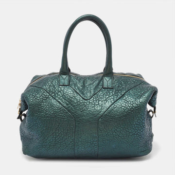 YVES SAINT LAURENT Metallic Green Leather Medium Easy Y Bag