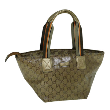 GUCCI GG Crystal Sherry Line Tote Bag Gold Tone Brown gray 131228 Auth tb959