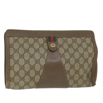 GUCCI GG Supreme Web Sherry Line Clutch Bag Beige Red 89 01 033 Auth th4233
