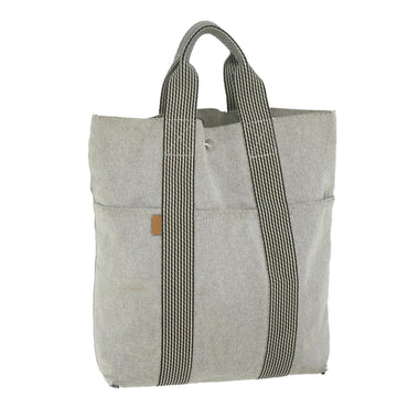 HERMES Fourre Tout Cabas Tote Bag Canvas Gray Auth th4441