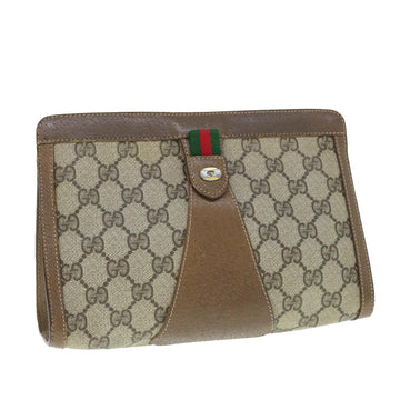 GUCCI GG Supreme Web Sherry Line Clutch Bag Beige Red 89 01 032 Auth th4508