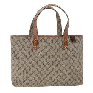 GUCCI GG Canvas Web Sherry Line Hand Bag PVC Leather Beige Red 211134 Auth 41684
