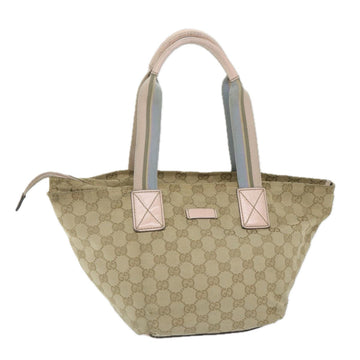 GUCCI GG Canvas Sherry Line Tote Bag Beige Pink blue 131228 Auth ti1284