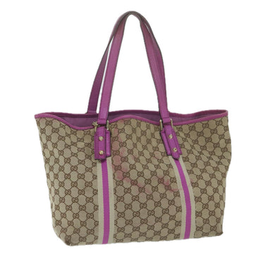 GUCCI GG Canvas Sherry Line Tote Bag Beige Pink 139260 Auth ti1481